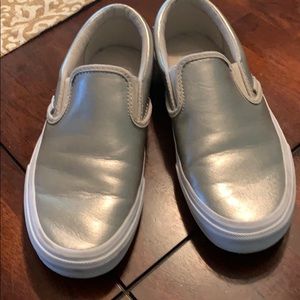Silver Vans slip ons